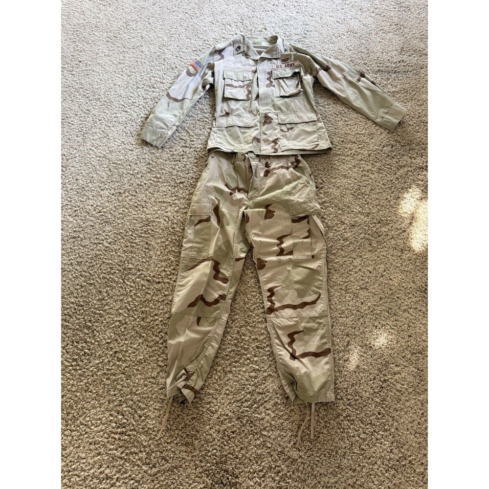 US Army Desert Camo BDU Uniform Jacket Pants Set Medium Named Patches